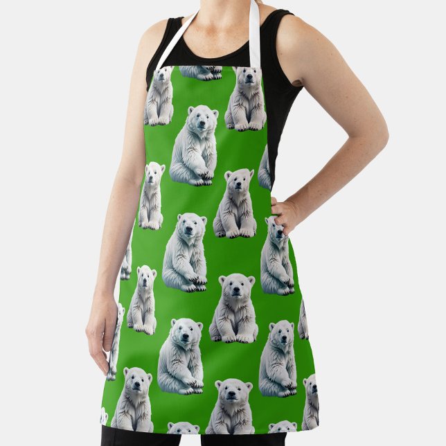 Green Polar Bear Pattern Design  Apron (Creator Uploaded)