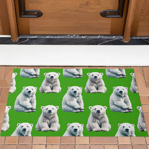 Green Polar Bear Pattern Design Doormat