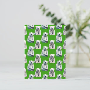 Green Polar Bear Pattern Design Postcard
