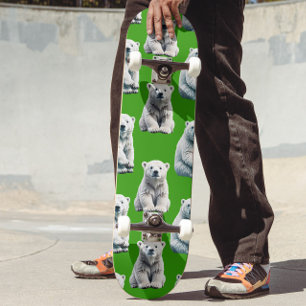 Green Polar Bear Pattern Design  Skateboard