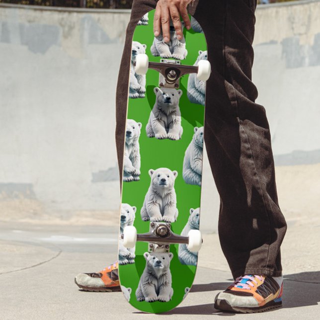 Green Polar Bear Pattern Design  Skateboard (Creator Uploaded)
