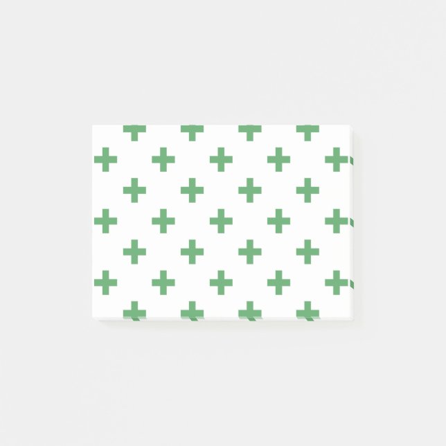 Green polka crosses on white post-it notes (Front)