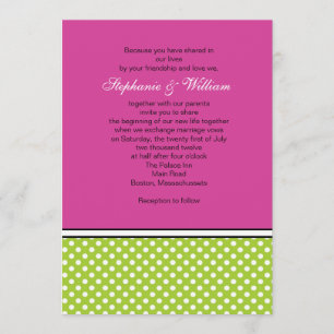Green Polka Dot and Pink Wedding Invitation