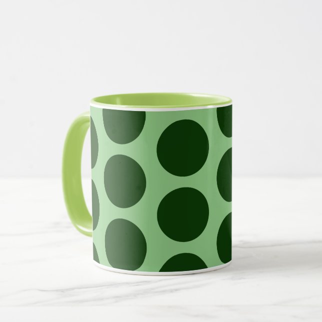 Green Polka Dot Art Mug Cup (Front Left)