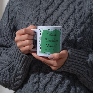 Green Polka dot best teacher ever gift Coffee Mug