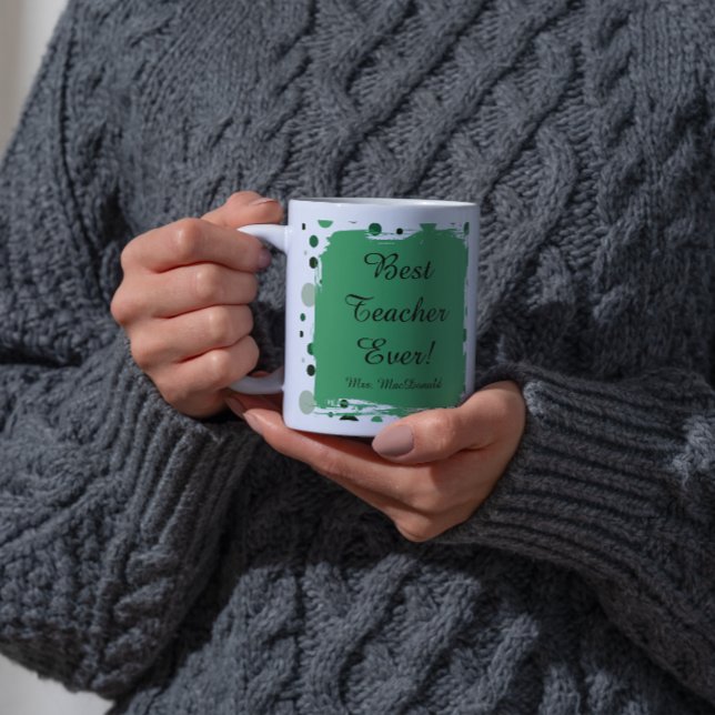Green Polka dot best teacher ever gift Coffee Mug (Creator Uploaded)