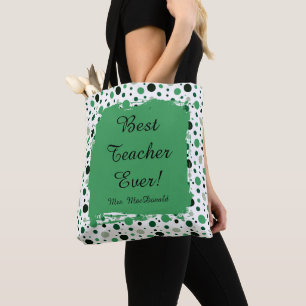 Green Polka dot best teacher ever gift Tote Bag