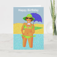 Green polka dot bikini beach birthday girl