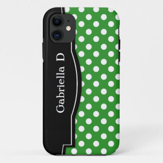 Green Polka Dot Black Frame iPhone 5 case