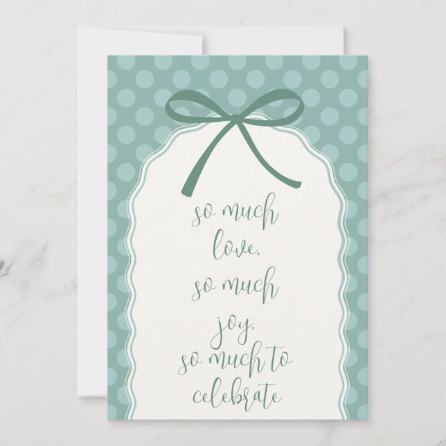 Green Polka Dot Bow Baby Shower Invitation (Front)