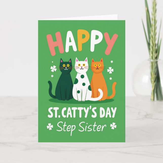 Green Polka Dot Cat Card (Front)