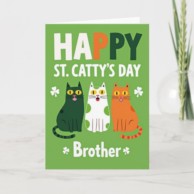Green Polka Dot Cats Day Card (Front)