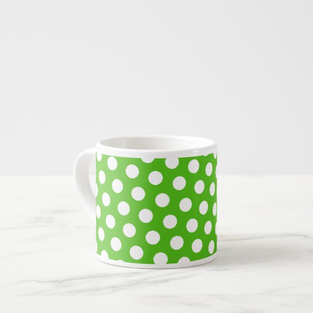 Green polka dot coffee espresso mug (Front Left)