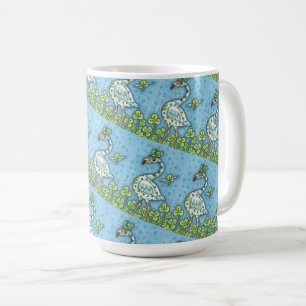 GREEN POLKA DOT FLAMINGO, FUNNY ST. PATRICK'S DAY COFFEE MUG