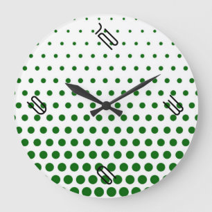 Green Polka Dot Modern White Large Clock