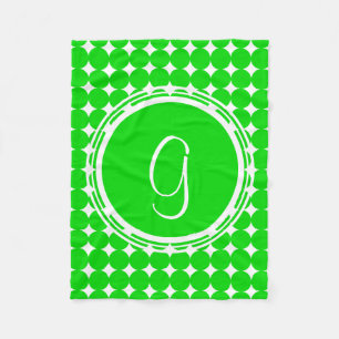 Green Polka Dot Monogram Fleece Blanket