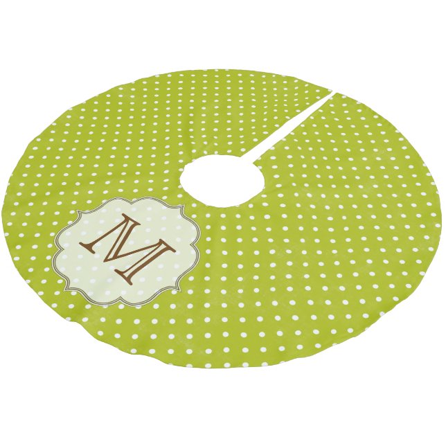 Green Polka Dot Monogram Initial Tree Skirt (Angled)
