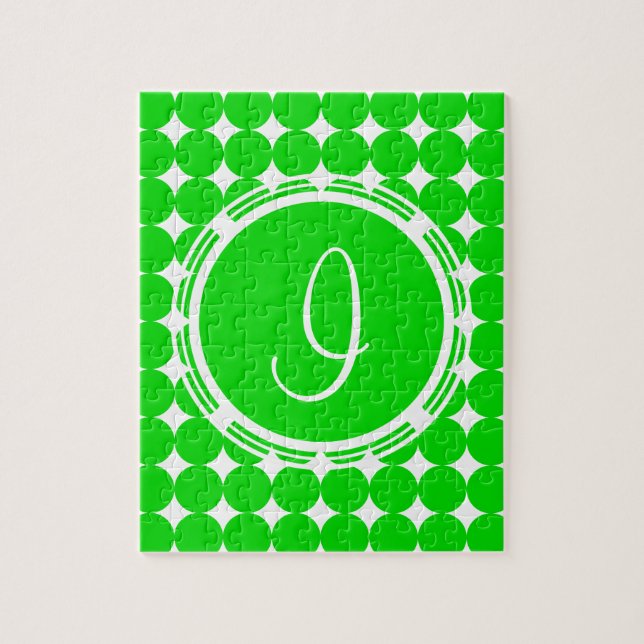 Green Polka Dot Monogram Jigsaw Puzzle (Vertical)