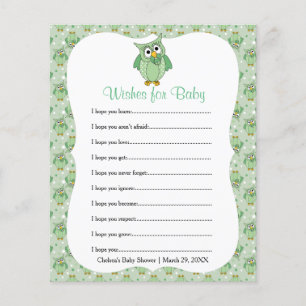 Green Polka Dot Owl Baby Shower Theme - Wishes