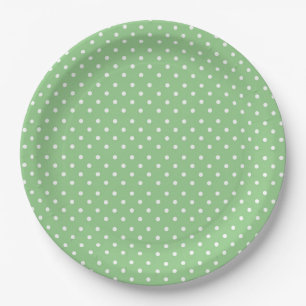 Green Polka Dot Pattern Paper Plate
