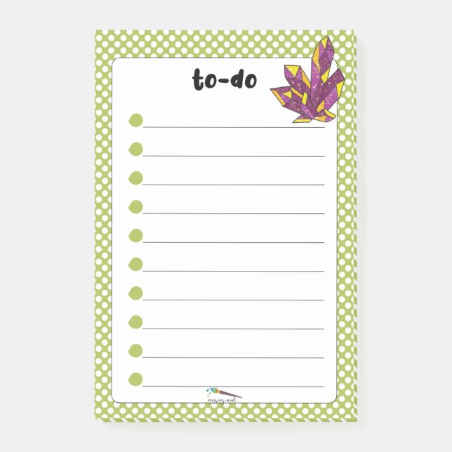 Green Polka Dot Red Diamond TO-DO Post-it Notes (Front)