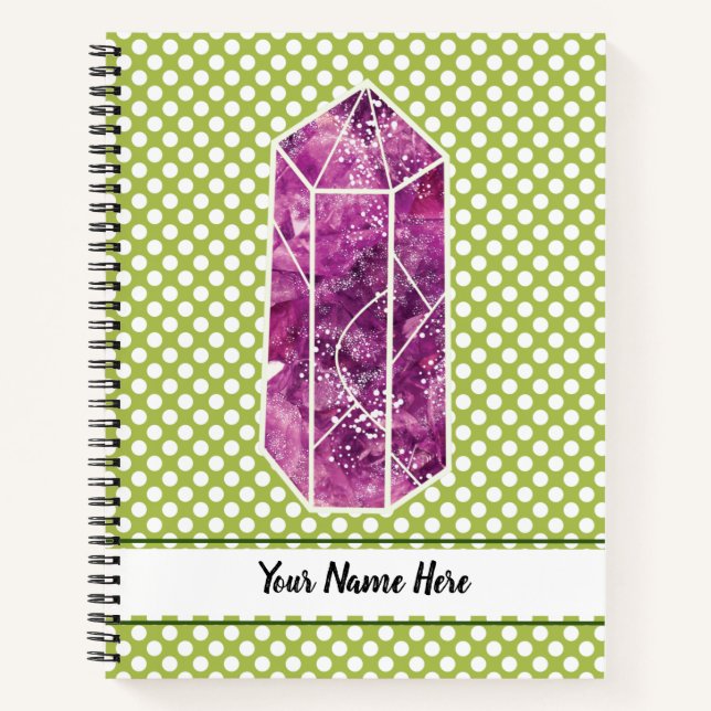 Green Polka Dot Red Wine Diamond Personalised Notebook (Front)