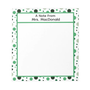 Green Polka dot teacher appreciation gift Notepad