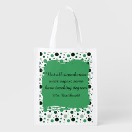 Green Polka dot teacher appreciation gift Reusable Grocery Bag