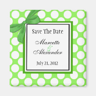 Green Polka Dot Wedding Save The Date Magnet
