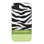 Green Polka Dot Zebra Stripe iPhone 4 Case-Mate