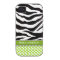 Green Polka Dot Zebra Stripe iPhone 4 Case-Mate