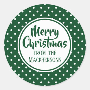 Green Polka Dots Christmas Stickers