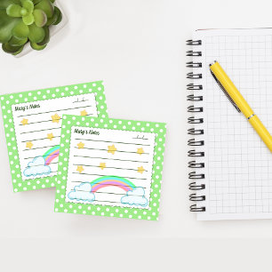 Green polka dots, cute stars & rainbows 3" x 3" post-it notes