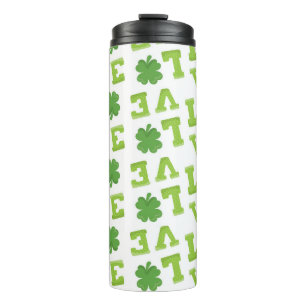GREEN POLKA DOTS LOVE IRISH SHAMROCKS THERMAL TUMBLER