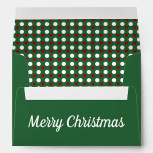 Green Polka Dots Merry Christmas Return Address Envelope