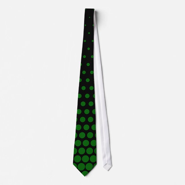 Green Polka Dots Modern Black Tie (Front)