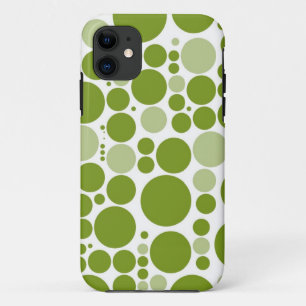 Green Polka Dots on White iPhone 11 Case