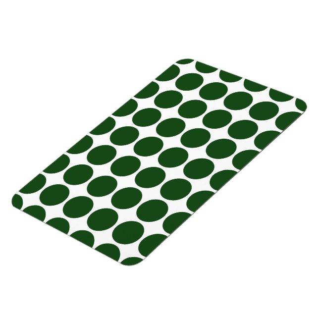 Green Polka Dots on White Magnet (Left Side)