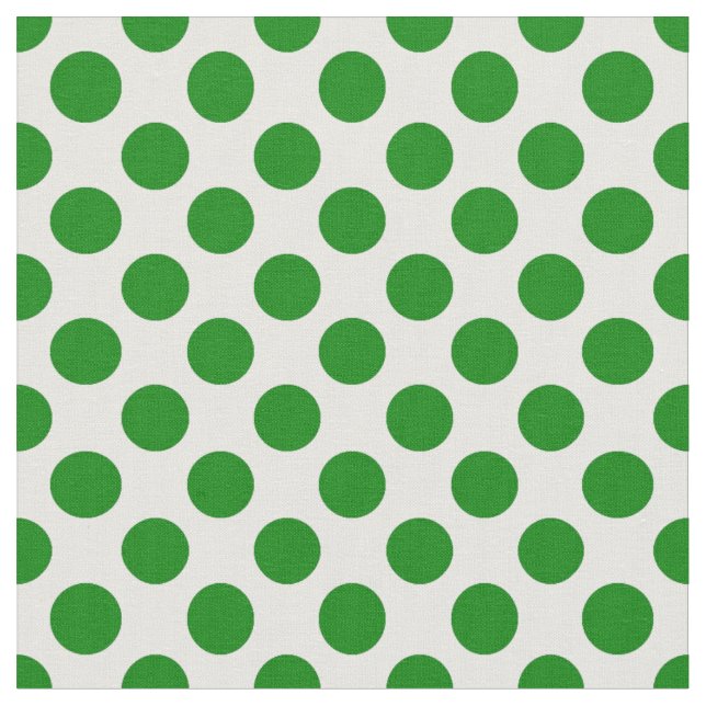 Green Polka Dots on White Pattern Fabric (Close Up)
