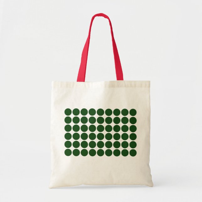 Green Polka Dots on White Tote Bag (Front)