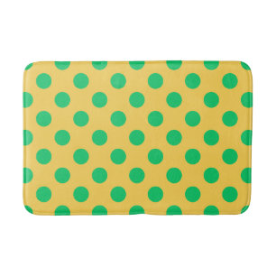 Green polka dots on yellow bath mat