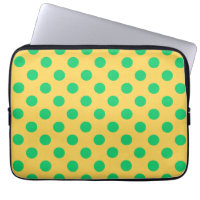 Green polka dots on yellow