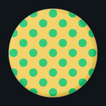 Green polka dots on yellow magnet<br><div class="desc">Green polka dots on yellow</div>