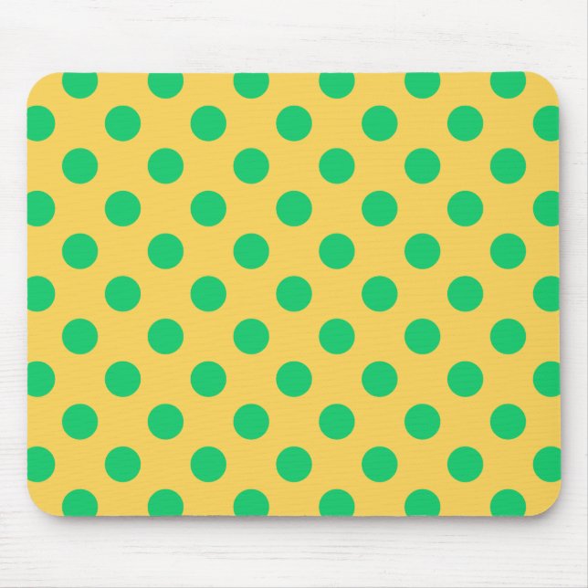 Green polka dots on yellow mouse pad (Front)