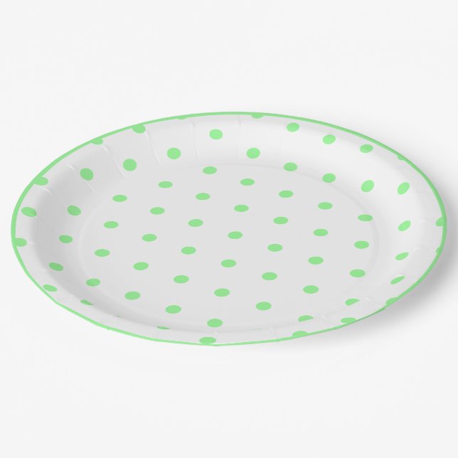 Green Polka Dots Paper Plate (Angled)