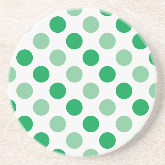 Green polka dots pattern coaster (Front)