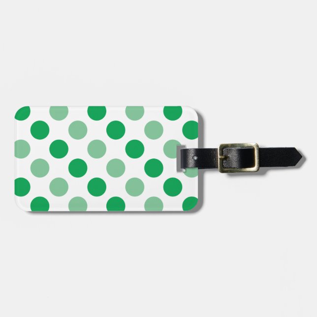 Green polka dots pattern luggage tag (Front Horizontal)