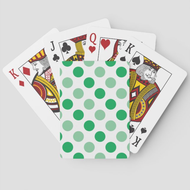 Green polka dots pattern playing cards (Back)