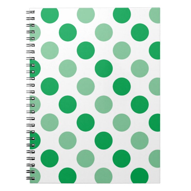 Green polka dots pattern spiral notebook (Front)