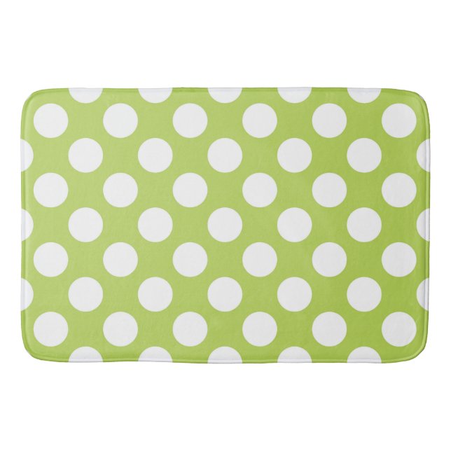 Green Polka Dots, Polka Dot Pattern, Dots, Dotted Bath Mat (Front)
